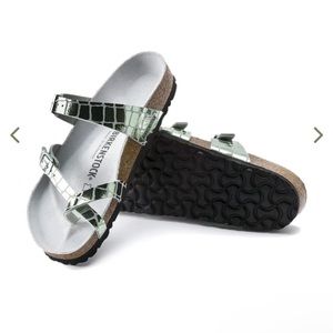 Birkenstock Mayari Green Regular Width Cross Strap Sandals